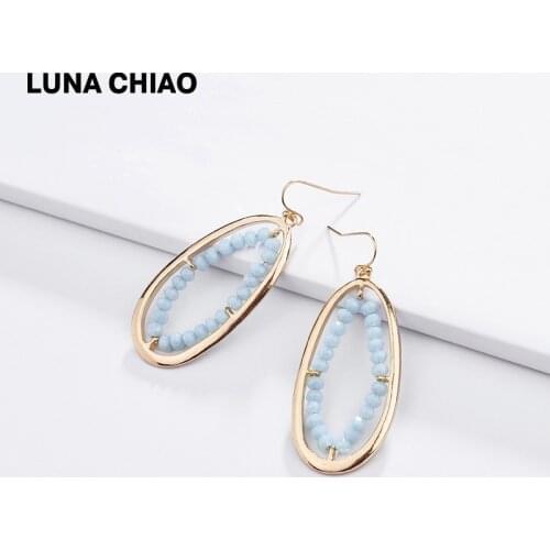 LUNA CHIAO Spring Summer Crystal Earrings Simple Design Irregular Metal Drop Earring Gold Plating Statement Earring