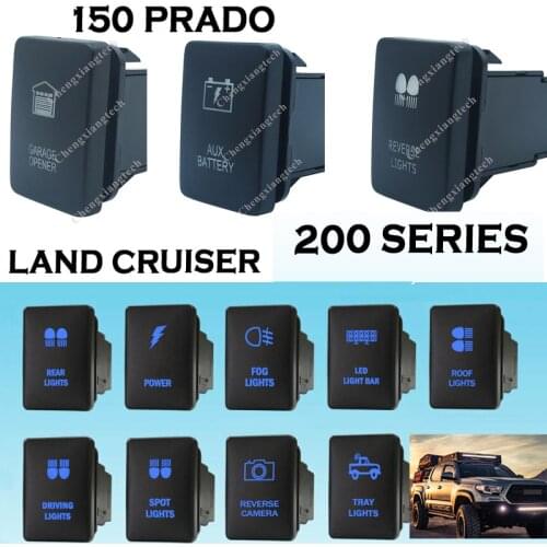 Blue Led Light Bar Fog Roof Lights Car Push Button Switch 12V 3A For Toyota Hilux Prado 150 200 Rav4 Landcruiser + Plug Wire