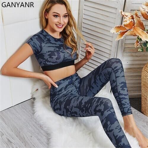 GANYANR Sportswear Gym Wear Yoga Set Workout Clothes Women Tracksuit Leggings Sport Suit Activewear Bodysuit Pants Jogging Sexy