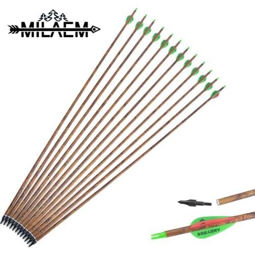 10/12Pc Archeyr Pure Carbon Arrow 400Spine ID6.2mm Arrow Shaft for Bow and Arrow Hunting Accessories 100 grain Thread Arrow Tips