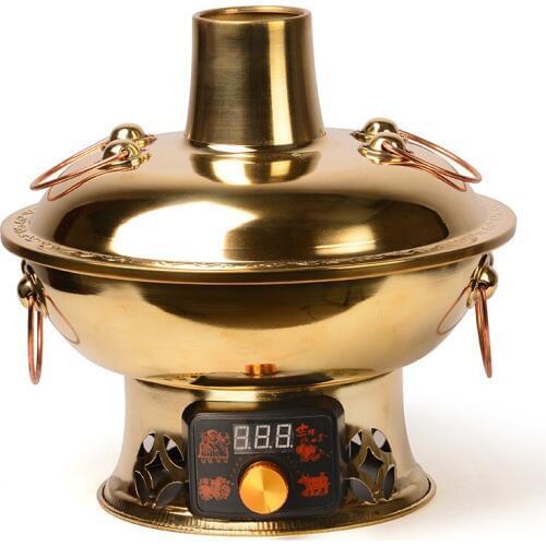 Red Copper Hot Pot Classical Chinese Electric Carbon Dual Purpose Touch Screen Button Thickening Pure Copper Sturdy And Durable