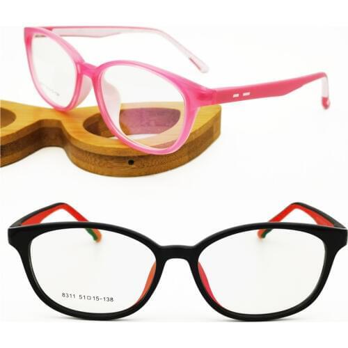 Unique shape bendable TR90 combined silicone soft nose pad durable bicolor prescription eyeglasses for teenager students