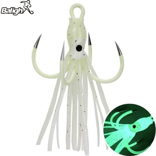 Balight 5PCS Fishing Wobbler Jig Soft Bait Squid Luminous Barbed Fish Hook 6-6.2cm Artificial Minnow Crankbait Fish Accessories