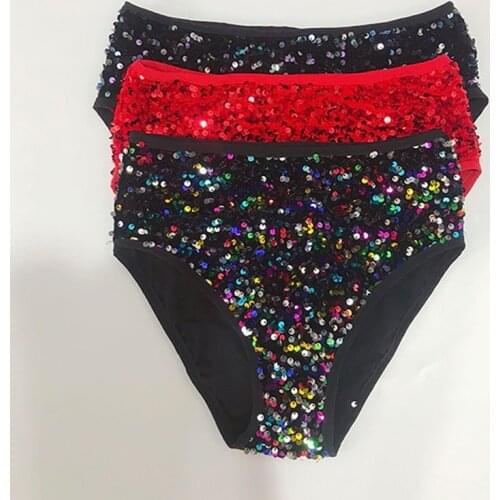 Sexy Pole Dance Clothing Sequined Shorts Pole Performance Costume Women Jazz Gogo Dance Mid Waist Pants Dj Stage Wear VDB3180