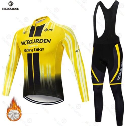Winter cycling wear cycling team warm fleece long-sleeved sportswear autumn racing professional jersey suit mountain bike men