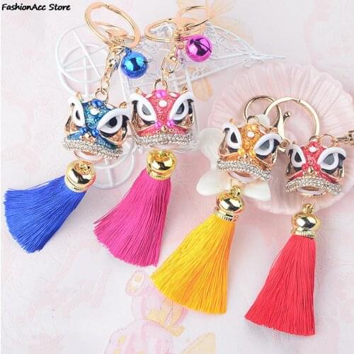 1Pc Chinese Festival Lion Dance Keychain Crystal Lucky Mascot Key Chain 100% Brand New & High Quality