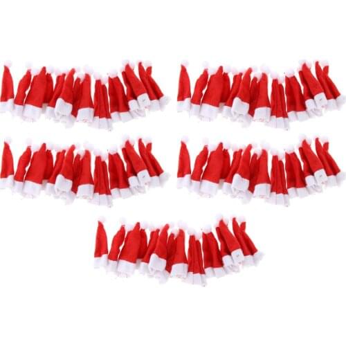 100 Pieces Mini Christmas Lollipop Hat, Mini Christmas Santa Claus Hats Cover For Xmas Party Supplies