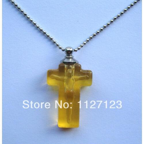 25pcs/lot yellow crucifix Rice vials pendants rice vial pendant perfume empty glass bottle glass spray perfume bottl