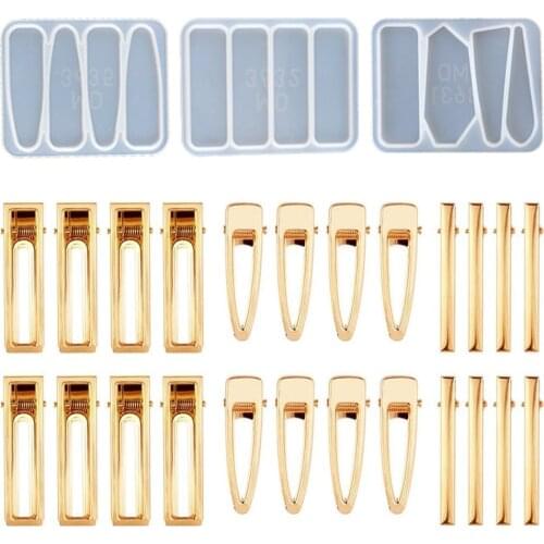 30Pcs Hair Clips in 3 Types Hair Clip Resin Molds Silicone Resin Hair Clip Molds for DIY Hair Pin Jewelry Hair Clips Making