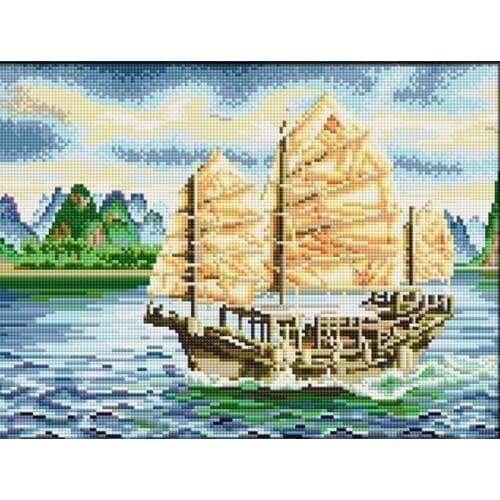 New Full Square Diamond 5D DIY Diamond Painting "Sea And Boat" Embroidery Cross Stitch Rhinestone Mosaic Painting Decor Gift