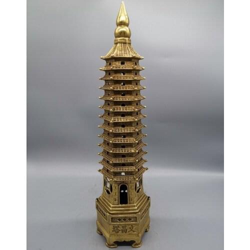 Antiques bronze ware handicrafts imitations office decorations Wenchang tower pagoda large size