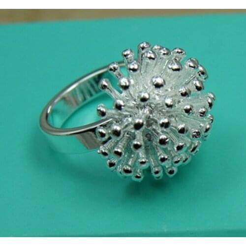 BABYLLNT 925 Sterling Silver Firework Coral Ring Women Fashion Wedding Engagement Silver Jewelry Gift