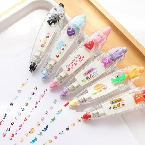 Colorful Correction Tape Eco-friendly Cartoon Press Type Plastic Correction School Tape for Students Highlighters Writing Supply
