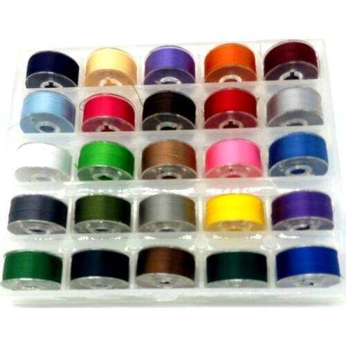 Colorful Plastic side Type L 75D/2 25PCS/BOX for Home Embroidery Machine Prewound Bobbins