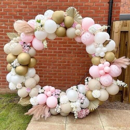Wedding Birthday Party Decor Sandy White Latex Balloon Garland Gold Double Maca Pink Balloon Arch Kit Baby Shower Event Decor
