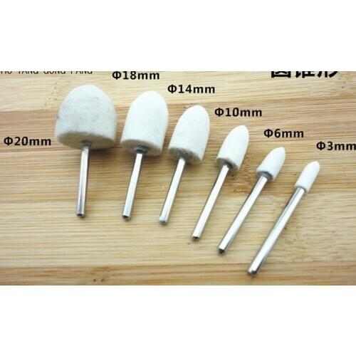 Free shpping of 10PCS/pack 4-20*3mm conical head wool polishing wheel polishing grinding flat head electric grinding head