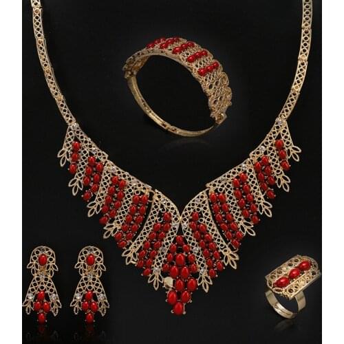 Fani Exquisite Dubai gold colorful Jewelry Set Wholesale Nigerian Woman Wedding Luxury Fashion African Bridal Jewelry Set Brand