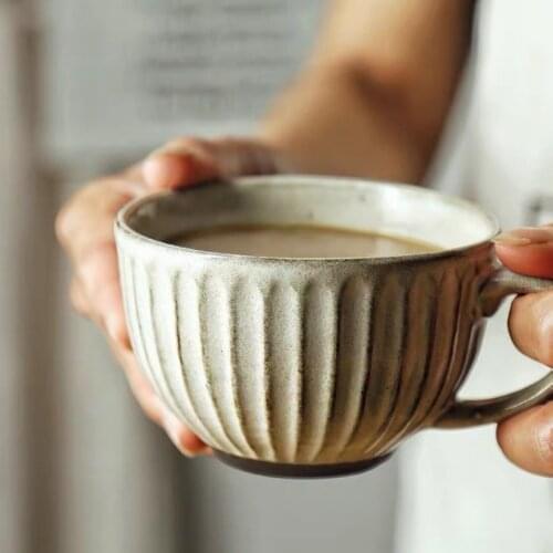 Heart Shaped Tea Stoneware Water Cup Mug Latte Latte Breakfast Dessert Coffee Retro Creative Milk Heat-resistant Handmade