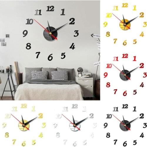 1 PC Creative European Style Wall Clock Household DIY 3D Stereo Wall Hanging Wall Acrylic Sticker Clock Stereo Mirror Decoration