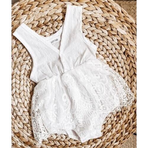 Newborn Baby Girl Lace Outfit Clothes Solid Ruffle Summer Cute Romper Casual Sleeveless Jumpsuit for 0-24M Baby Clothing