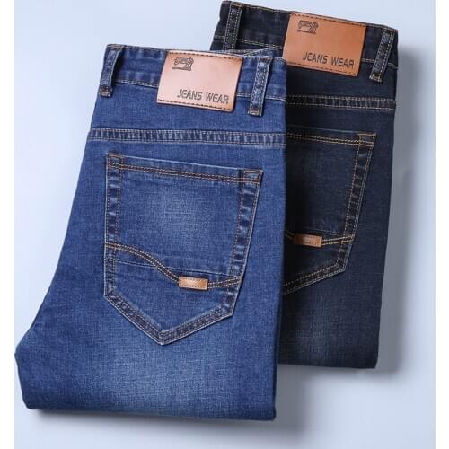 Factory OEM Hot Sale Mens Business Casual Jeans Slim All-match Micro-elastic Free Shipping 28-40 Size Two Colors Available