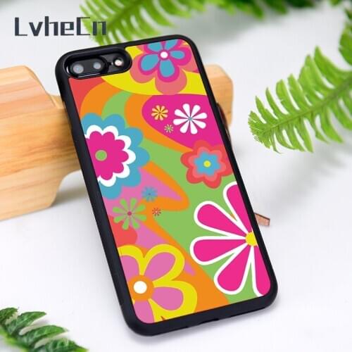 LvheCn Silicone Rubber Phone Case Cover for iPhone 6 6S 7 8 Plus X XS XR 11 12 Mini Pro Max Flower Power