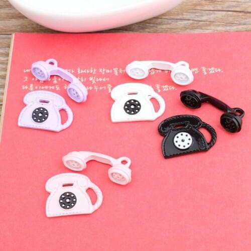 Mini Order 10 Sets(10pcs each) Classical Tel Telephone Shape Enamel Alloy Jewelry Pendant Charms Fit for Bracelet Necklace DIY