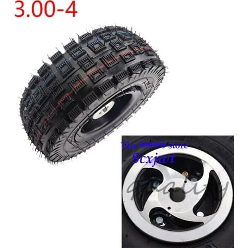 Scooter 3.00-4 wheels Mini ATV Keyway wheel With Alloy Rim hub and wheel tire inner tire Off Road pattern tyre kit Accessories