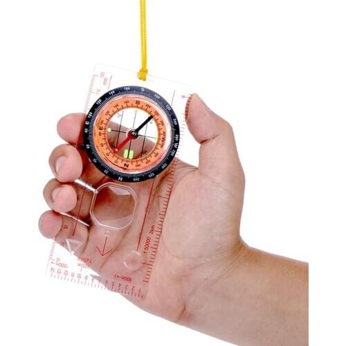 Multi-Function Pointer Compasses Ruler Magnifier Protractor Compasses Universal for Outdoor Camping Hiking Adventure Gifts