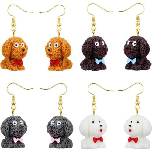 Cartoon Cute 3D Animal Dog Drop Earrings For Women Girls DIY Handmade Personality Creative Dangle Earrings Jewelry Accessaries
