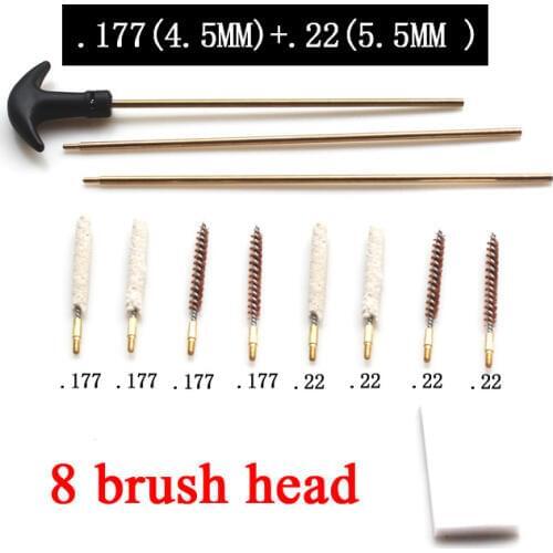 Hunting Cleaner Kit Tactical Barrel Cleaning Kit 177&.22 Rifles/Pistols Brush Gun Rod Shortgun Airgun Airsoft Wire bristle