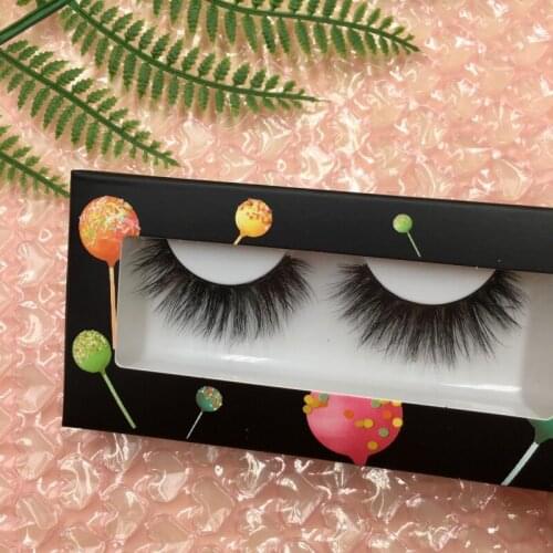 False Eyelashes 6pairs/lot 18mm Cute Mink Lashes 5D Lollipop Candy Box Mink Eyelash Packaging Short Lashes