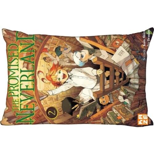 The Promised Neverland Pillowcase Satin Fabric Pillow Cover Rectangle Zipper Pillow Cases Home Office Wedding Decorative 10-10