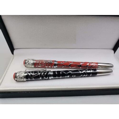 2021 New High Quality mb Spider Web Pattern Barrel Metal Black Red Rollerball Pens for Writing