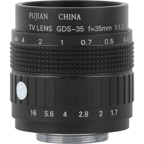 1/3" Big View High Working Distance 35mm Fixed Focus Lens CCTV CS C Mount Lens Manual Zoom Lens For Lab Video Microscope Camera