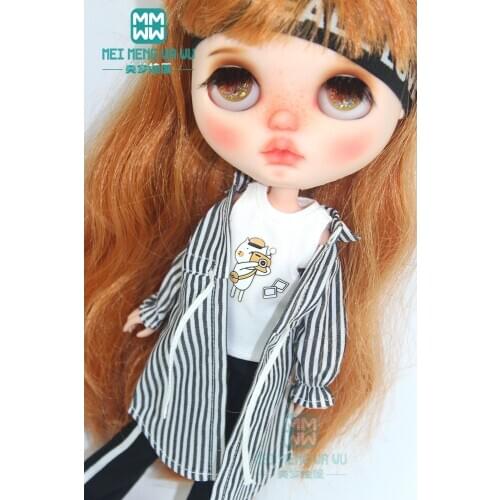 1pcs Blyth doll Clothes fashion striped shirt for Blyth Azone OB23 OB24 1/6 doll Christmas gift