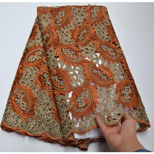 Most Popular Cut by hand Organza and stones Lace Fabric High Quality African Nigeria Tulle Lace Fabric For Women Party Dresses