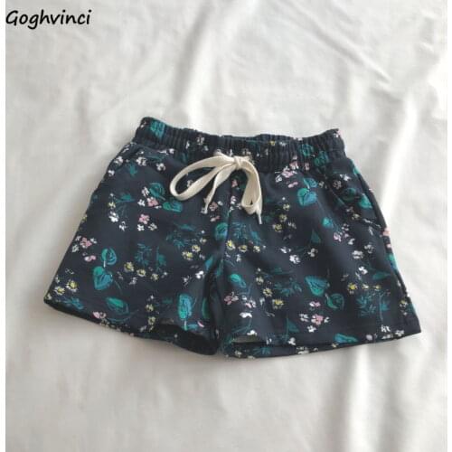 Shorts Women Ins Retro Stylish Simple Summer Mini Drawstring Ulzzang Casual Floral High Street Aesthetic Loose Classic Student
