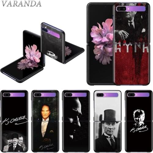 Turkey Mustafa Kemal Ataturk Case For Samsung Galaxy Z Flip 5G Black Hard Plastic Phone Coque 6.7 Inches Folding And Splitting