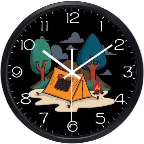 Cartoon Camping Fire Playful Wall Clock