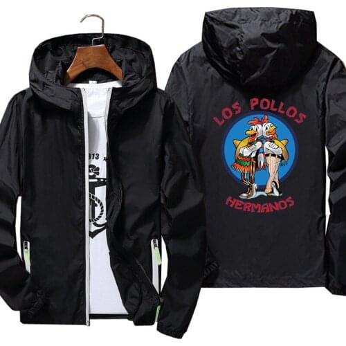 Men Women Breaking Bad Los Pollos Hermanos Chicken Brothers Coats Thin Reflective Sunscreen Skin Hooded Windbreaker Jacket 7XL