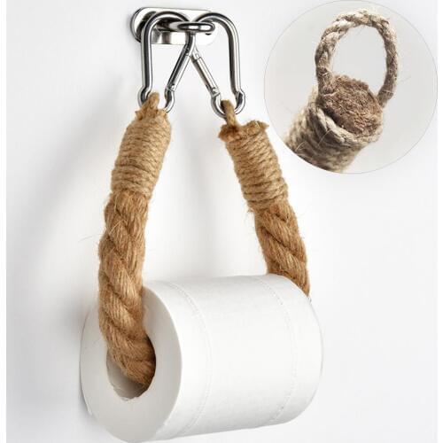 40/50/60/70cm Vintage Style Woven Hanging Rope Toilet Paper Roll Holder Decor