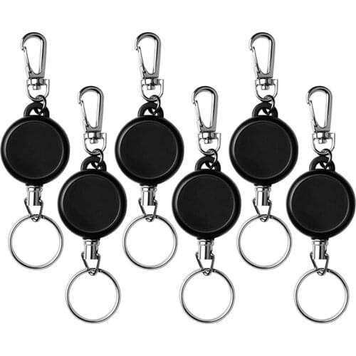 Retractable Keychain 6 Pcs Retractable Badge Holder Reel with Belt Clip and Key Ring for ID Card