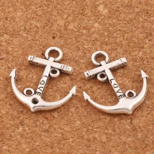 Love Anchor Spacer Charm Beads 19x22mm 45PCS Zinc Alloy Pendants Alloy Handmade Jewelry DIY L002