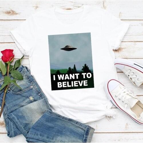 Women Clothes Alien UFO Girl Fashion Printing 90s Lady Summer Shirt 2021 Top T Stylish Tshirts Ladies Womens Tee T-Shirt