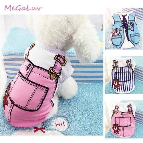 Dog Vest Summer Pet Dog Clothes Cotton Pet Fake Strap Vest Cat Vest Outfit Puppy Clothing Shirt Breathable Pet Clothes Supplies