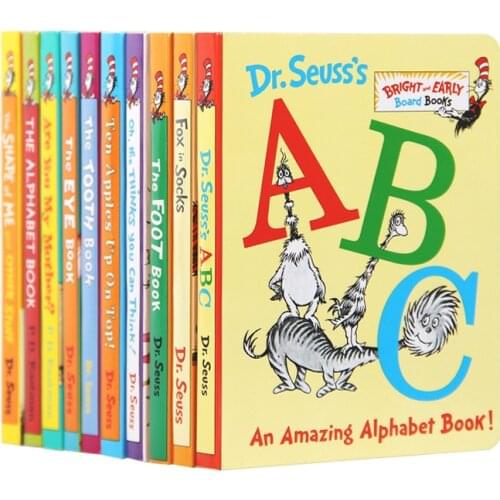 10 Books Dr Seuss ABC The Eye Tooth Alphabet English Picture Story Cardboard Book Baby board Book Children Kids Learning Toy