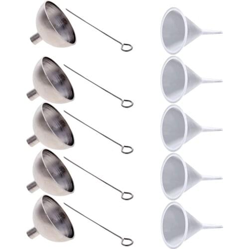 10 Pieces Stainless Steel & Plastic Mini Funnel Kit For Filling Urn Jewelry