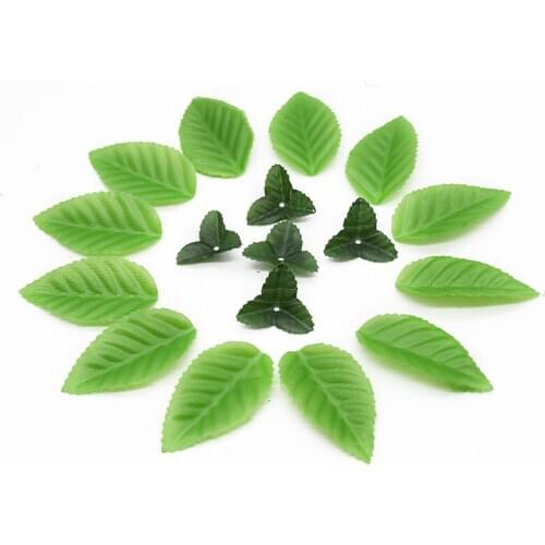 100 pieces Artificial leaves Home decoration accessories Wedding decoration New Year Gift scrapbooking Simulation of green plant