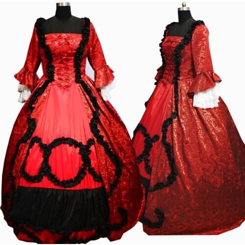 2020 New red victorian Halloween Cosplay dress Colonial Georgian Renaissance Gothic Historical dress D-640